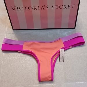 Victoria's Secret Orange and Pink Colorblock Bikini Bottom